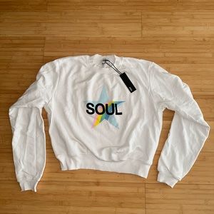 SoulCycle Rainbow Star Crop Sweatshirt White Size Large NWT